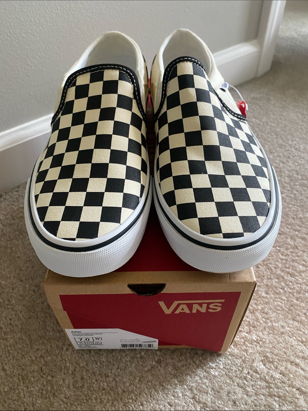 Vans Slip-On Checkerboard Canvas Sneakers - Black & Cream